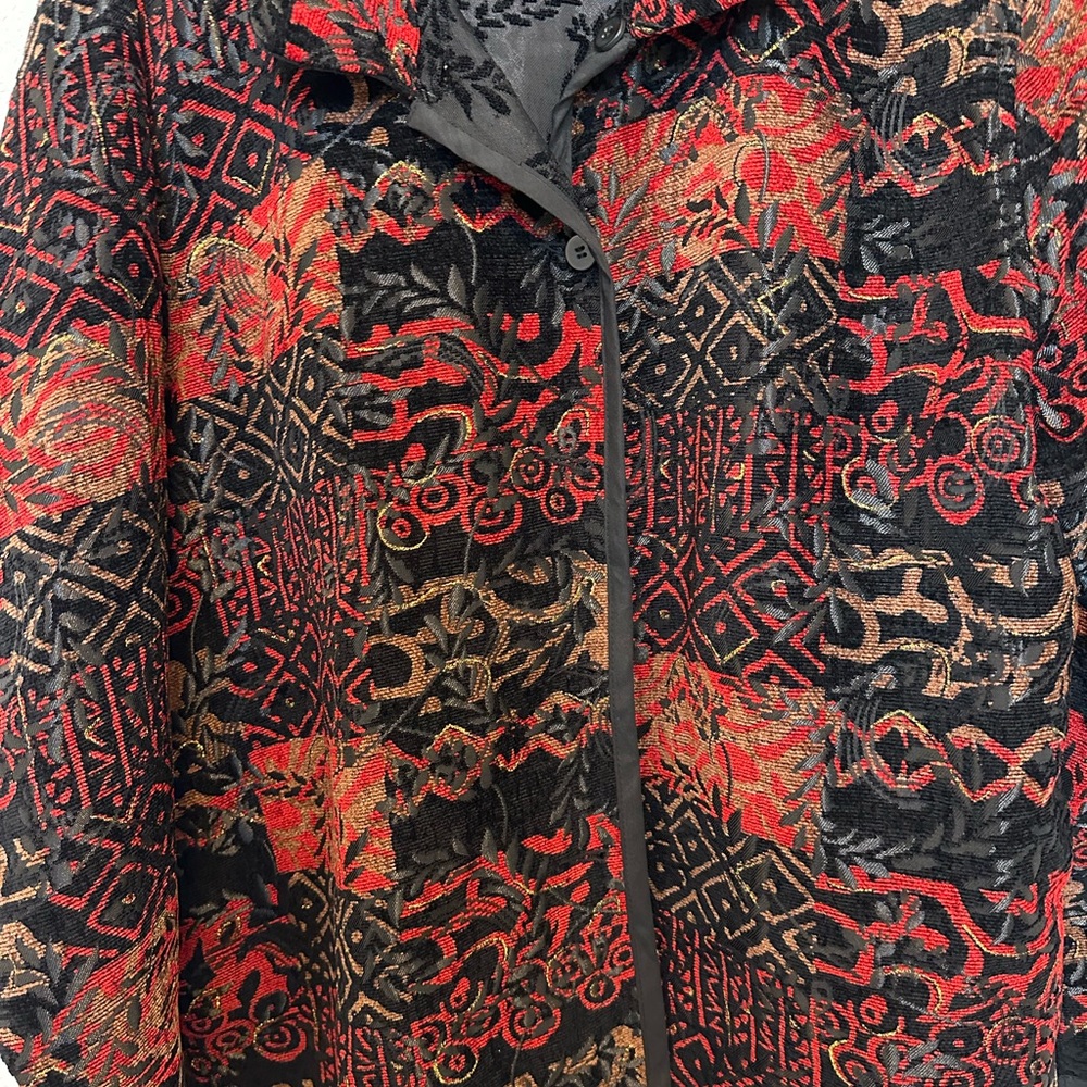 Chic Black And Red Patterned Jacket - image 4